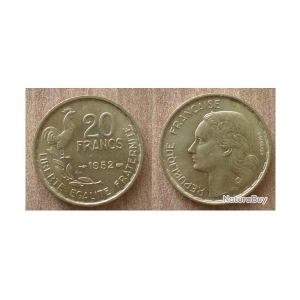 France 20 Francs 1952 Coq Rooster Frcs Frc Frs Piece