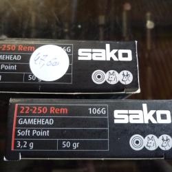 BALLES 22-250 sako par lot de 40 cart