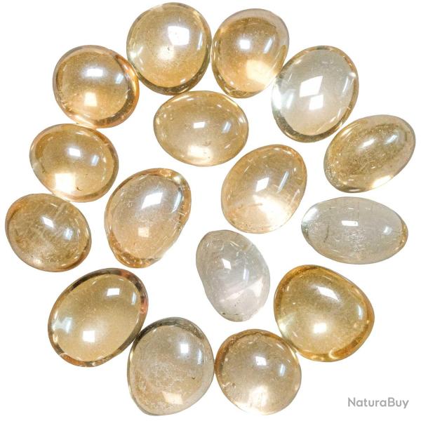 Pierre roul�e quartz aura jaune - 2.5 � 3 cm - A l'unit�