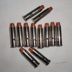 Douze Cartouches - 357 MAG -  neutralis&eacute;es, douilles nickel&eacute;es, ogives SWC cuivr&eacute;es