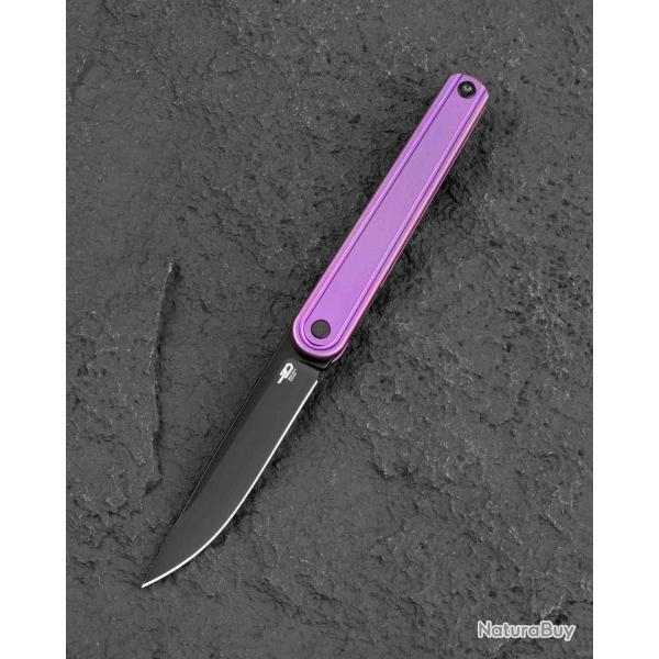 Couteau Bestech Ink Lame Acier Magnacut Black PVD Manche Titane Violet Framelock Luxe BTKT2502C