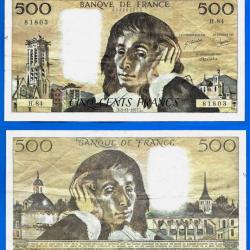 France 500 Francs 1977 Grand Billet Pascal Franc