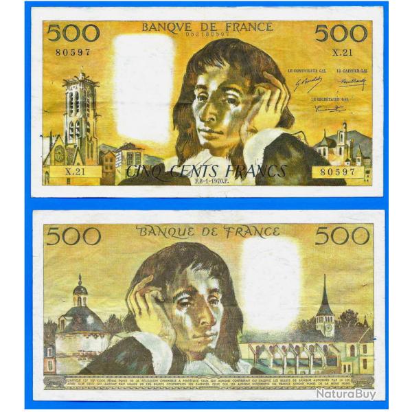 France 500 Francs 1970 Grand Billet Pascal Serie X Franc