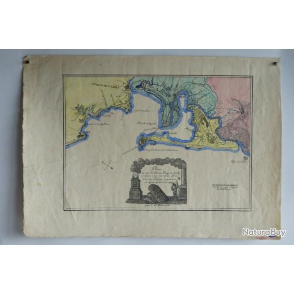 Plan de la ville et baie de Cadiz Espagne C. de Gumoens