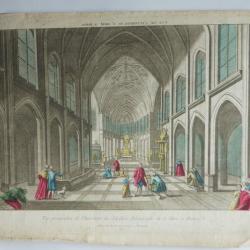 Gravure Vue int&eacute;rieur &Eacute;glise Saint Meri Paris 1770