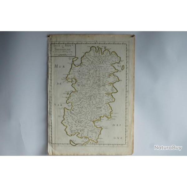 Carte Isle et Royaume de Sardaigne Nicolas Sanson 1652