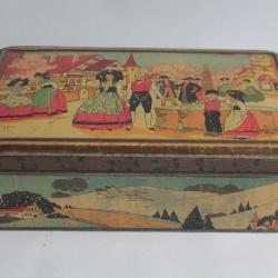 Bo&icirc;te &agrave; biscuits t&ocirc;le lithographi&eacute;e Alsace Gaston Mar&eacute;chaux