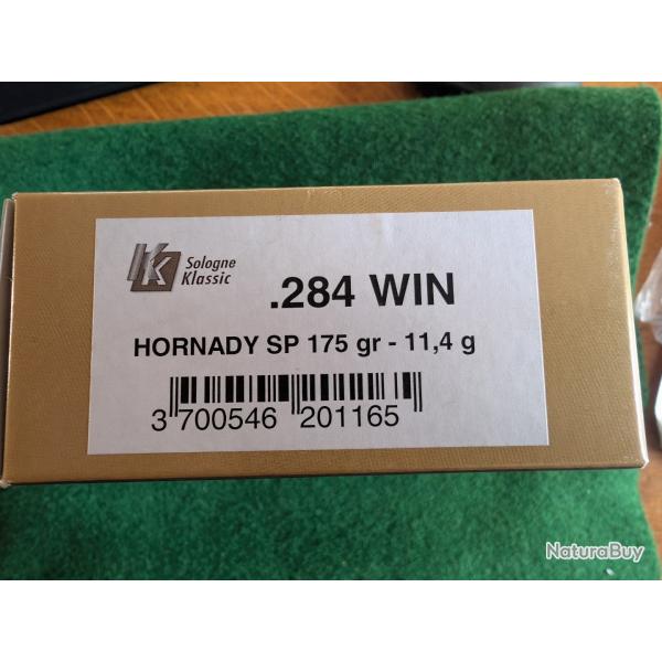 une boite neuve 20 munitions sologne klassic ogives hornady sp calibre 284 winchester