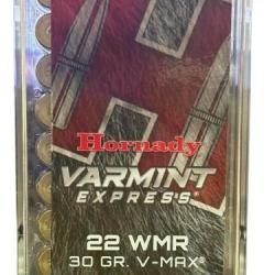 Cartouches HORNADY calibre 22 Win mag VARMINT Express 30gr V-MAX x50