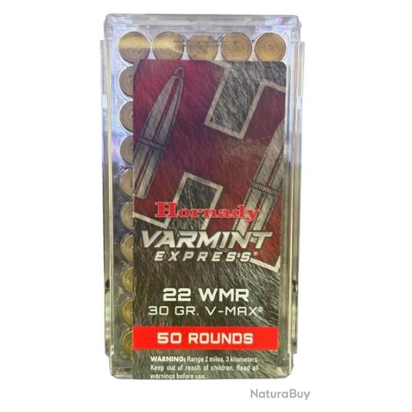 Cartouches HORNADY calibre 22 Win mag VARMINT Express 30gr V-MAX x50