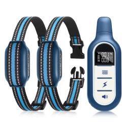 2X Colliers Dressage Chien 1000m Rechargeable IPX7 3 Modes Bip Vibration Choc 5-120lbs &Eacute;tanche