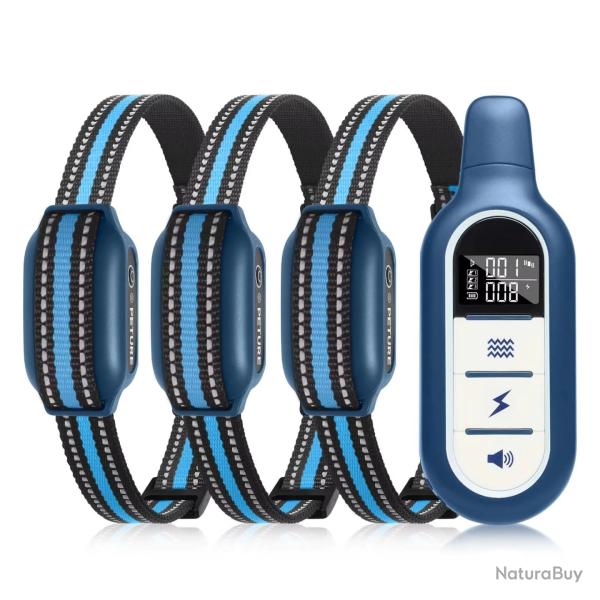 3X Colliers Dressage Chien 1000m Rechargeable IPX7 3 Modes Bip Vibration Choc 5-120lbs �tanche