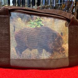 HOUSSE, FOURREAU POUR ARMES LONGUES, MOTIFS SANGLIERS, 125 cm.