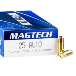 50 Cartouches MAGTECH Cal.6.35 50G FMJ 25 AUTO