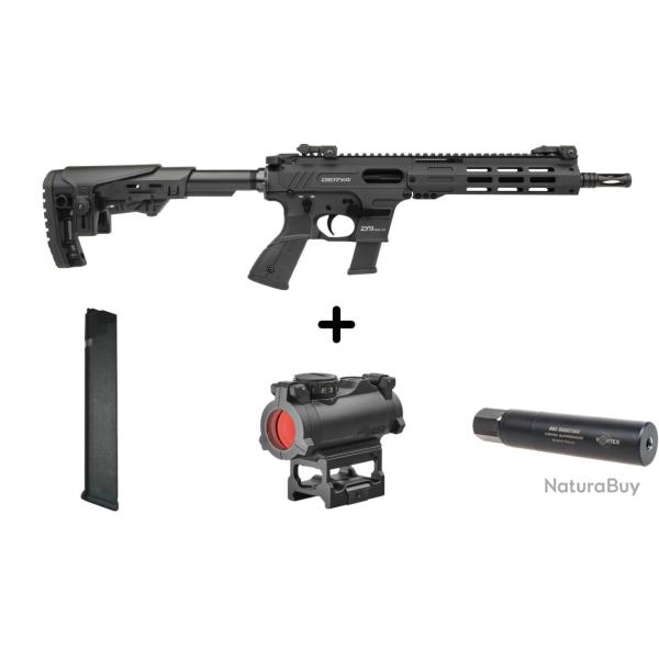 PACK CARABINE PCC DERYA ZY9 DUAL SYSTEM CALIBRE 9X19 + CHARGEUR 29 COUPS + POINT ROUGE ROMEO MSR + S