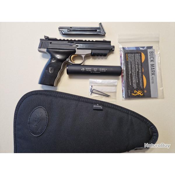 Browning Buck Mark Black Label filet� 22 Lr + Silencieux