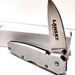 Couteau Pliant Lansky Sharpeners Lockback Lame Acier Inoxydable Manche Aluminium Clip
