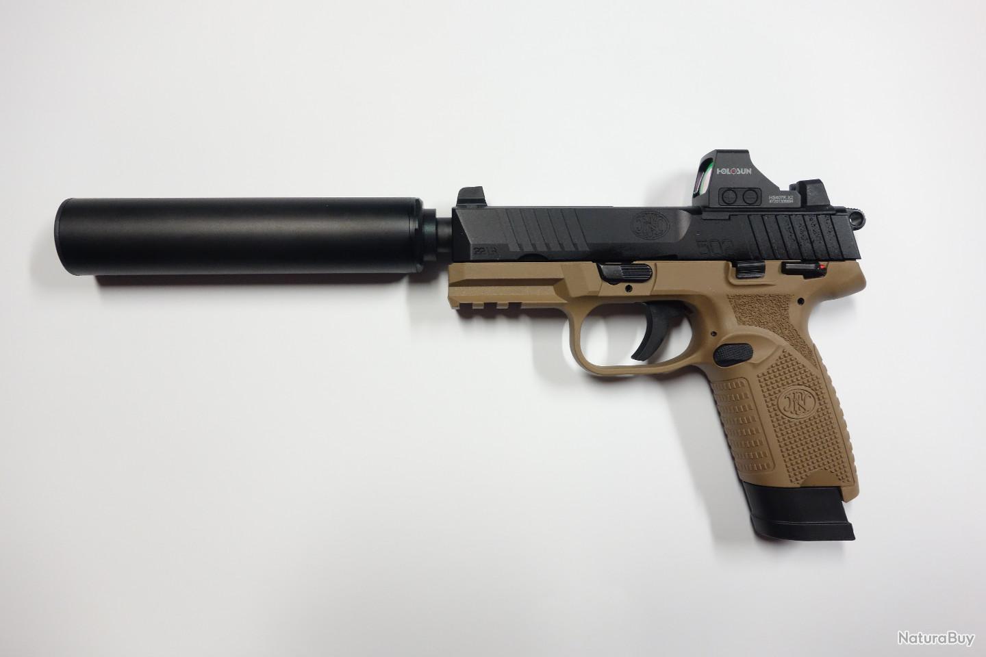 Pistolet FN HERSTAL FN 502 Tactical Bi-Tone Black/FDE - 22Lr + holosun ...