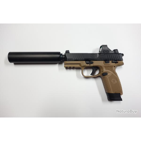 Pistolet FN HERSTAL FN 502 Tactical Bi-Tone Black/FDE - 22Lr  + holosun HS407K  plus A-TEC wave