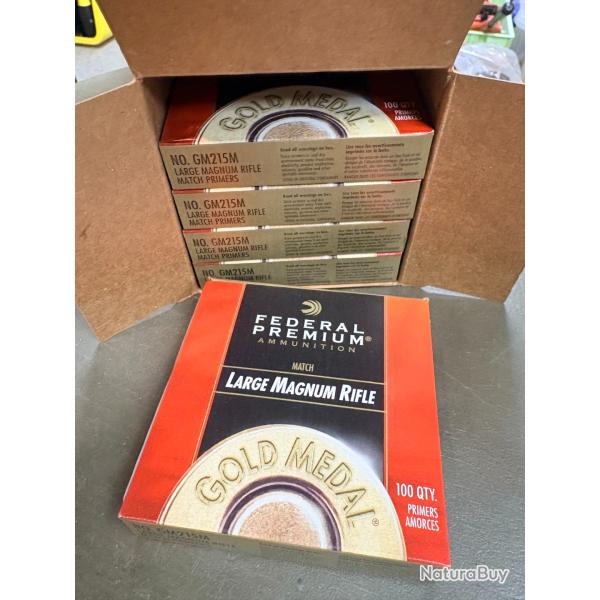 1000 AMORCES FEDERAL  LARGE  MAGNUM RIFLE MATCH PRIMERS REF GM215M