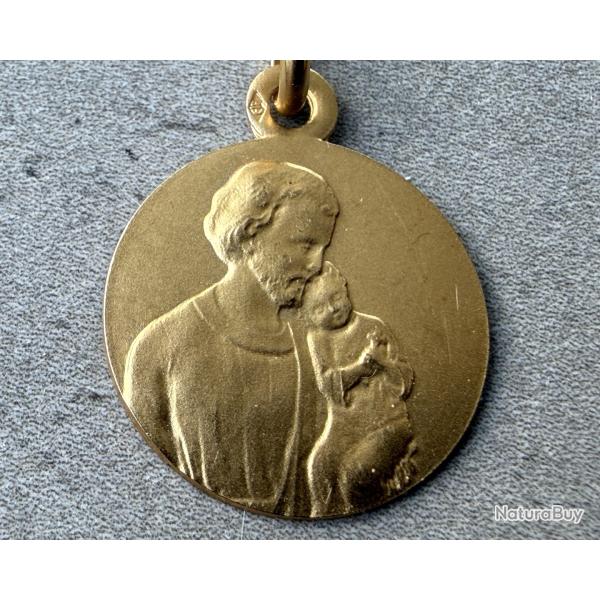 M�daille religieuse neuve or 9 carats - Saint Joseph - Bapt�me