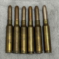 Lots De 6 Munitions D'&eacute;poque Calibre 6,5X52 Carcano Italie WW1 WW2