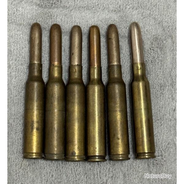 Lots De 6 Munitions D'�poque Calibre 6,5X52 Carcano Italie WW1 WW2
