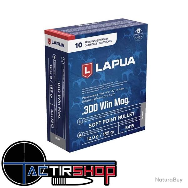 Munitions Lapua Mega 300 Win Mag 185gr E415 boite de 10