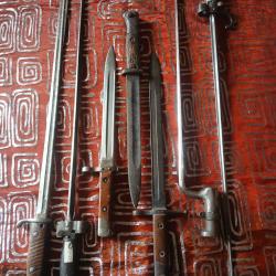 Lot indissociable de Ba&iuml;onnettes ww1 ww2 fran&ccedil;aises, allemandes, italiennes etc...