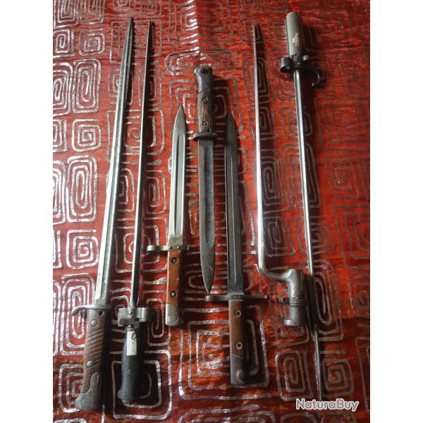 Lot indissociable de Ba�onnettes ww1 ww2 fran�aises, allemandes, italiennes etc...
