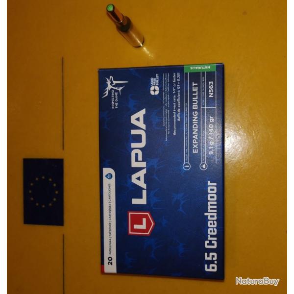 Munition 6.5 Creedmoor Lapua 140 grains Naturalis