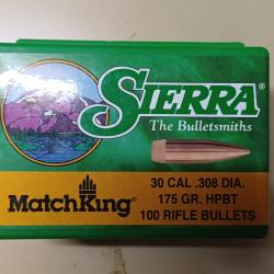 100 X Ogives SIERRA cal.308 HPBT MatchKing 175gr