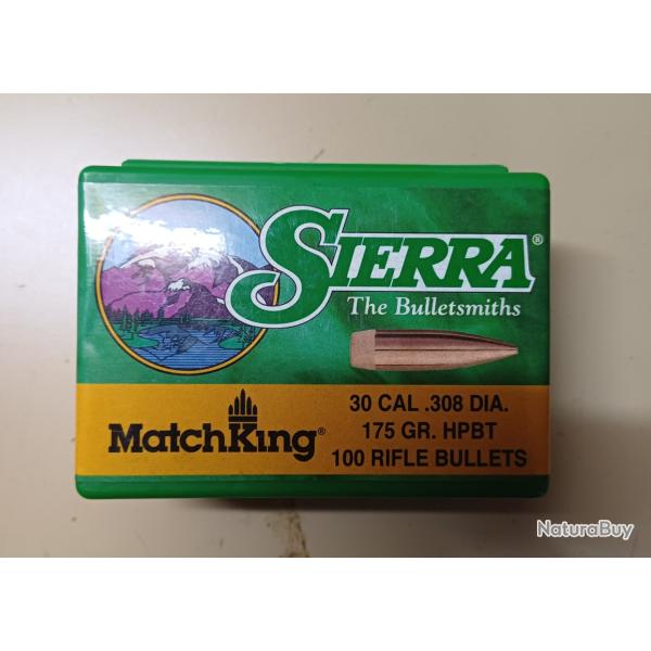 100 X Ogives SIERRA cal.308 HPBT MatchKing 175gr