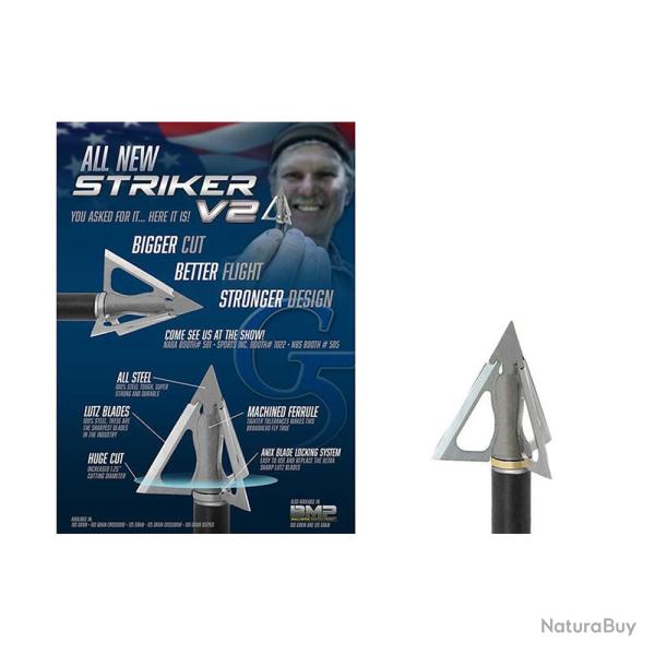 Lot de 3 pointes de chasse G5 Striker V2 � lame fixe pour carreaux d'arbal�te 100gr