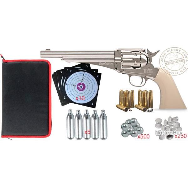 Pack revolver � plombs CO2 4.5 mm dual REMINGTON 1875 (3 Joules)