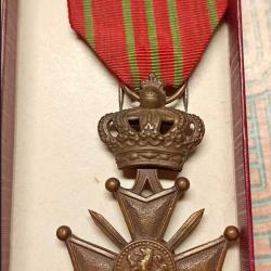 CROIX DE GUERRE BELGE BRONZE - M&Eacute;DAILLE MILITAIRE ORIGINALE