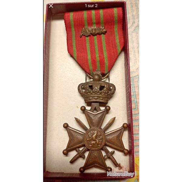 CROIX DE GUERRE BELGE BRONZE - M�DAILLE MILITAIRE ORIGINALE