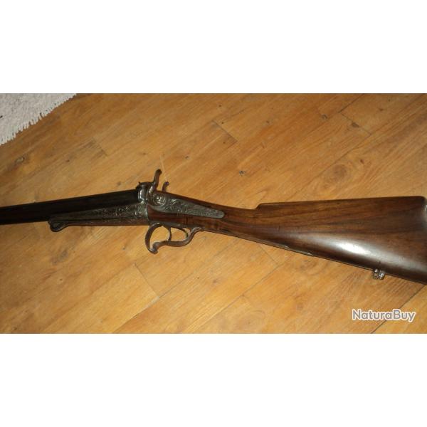 Fusil � broche cal 16 et Lot de CARTOUCHIERES en CUIR pour balles arme ray�e