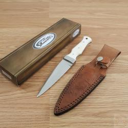 Couteau Dague Scottish Dirk Sheffield Sgian Dubh Lame Acier Carbone Manche Os Etui Cuir 001