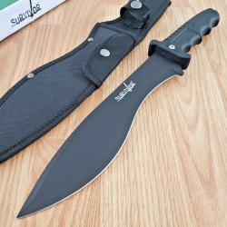 Couteau de Survie Kukri Gurka Combat Bolo Machette Bushcraft Lame Acier Inox Etui Nylon