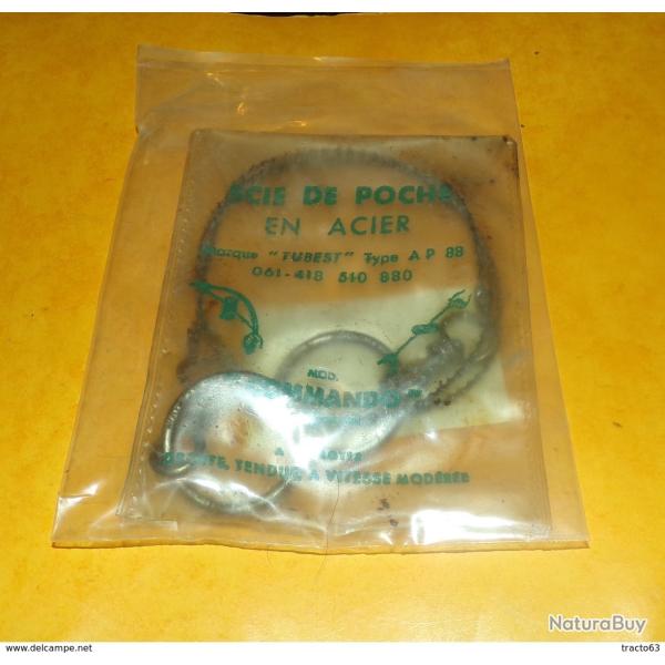 SCIE DE POCHE EN ACIER MODELE COMMANDO , MARQUE TUBEST TYPE A.P 88�� , ETAT NEUF SOUS EMBALLAGE , EX