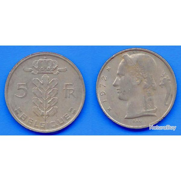 Belgique 5 Francs 1972 Piece Franc