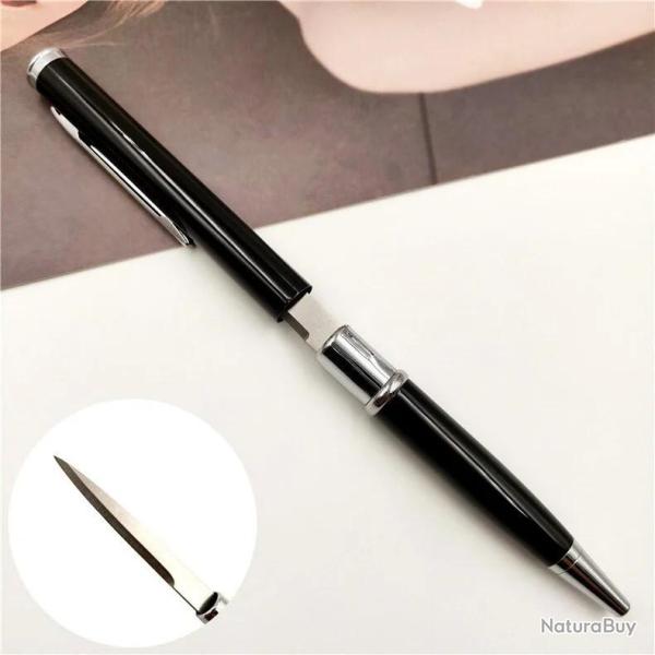 Stylo ouvre lettre lame cach�s en acier inoxydable Coloris aux choix Noir
