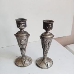 bougeoir a cierge lourdes en r&eacute;gule argent&eacute; hauteur 18 cm