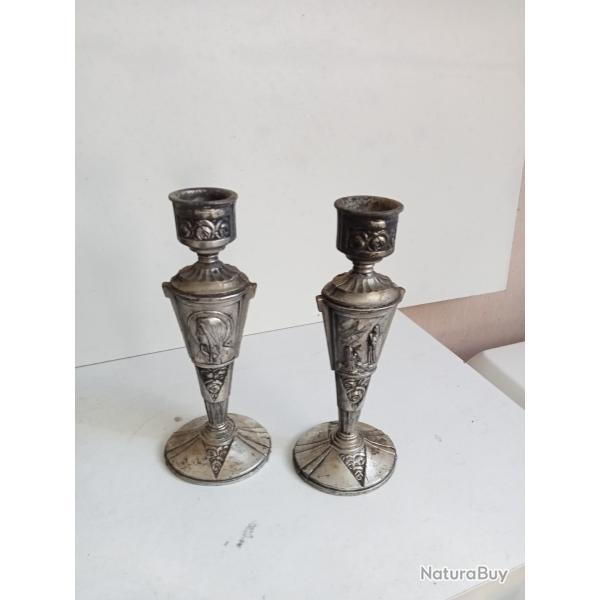 bougeoir a cierge lourdes en r�gule argent� hauteur 18 cm