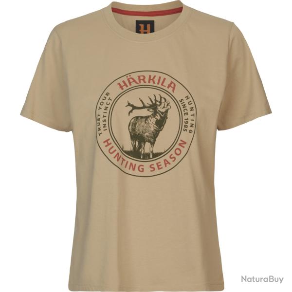 T-SHIRT HARKILA STAG BADGE S/S SAND POUR FEMME TAILLE S NEUF