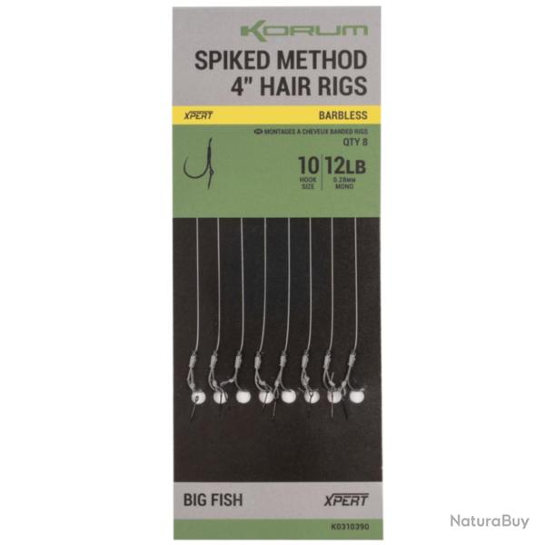 KORUM BAS DE LIGNE SPIKED METHOD HAIR BARBLESS 10CM KORUM 10 4''/10cm 0,28mm