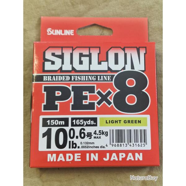 Tresse SUNLINE SIGLON X8 PE0,6 (0.132mm) 150m vert clair - HILMAR SUPER DESTOCK !!!