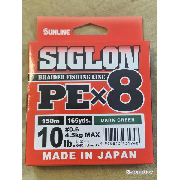 Tresse SUNLINE SIGLON X8 PE0,6 (0.132mm) 150m vert fonc� - HILMAR SUPER DESTOCK !!!