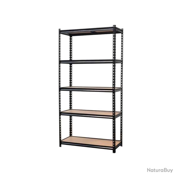 �tag�re � rivets noire 5 niveaux 90x40x180cm - Structure robuste en acier et MDF